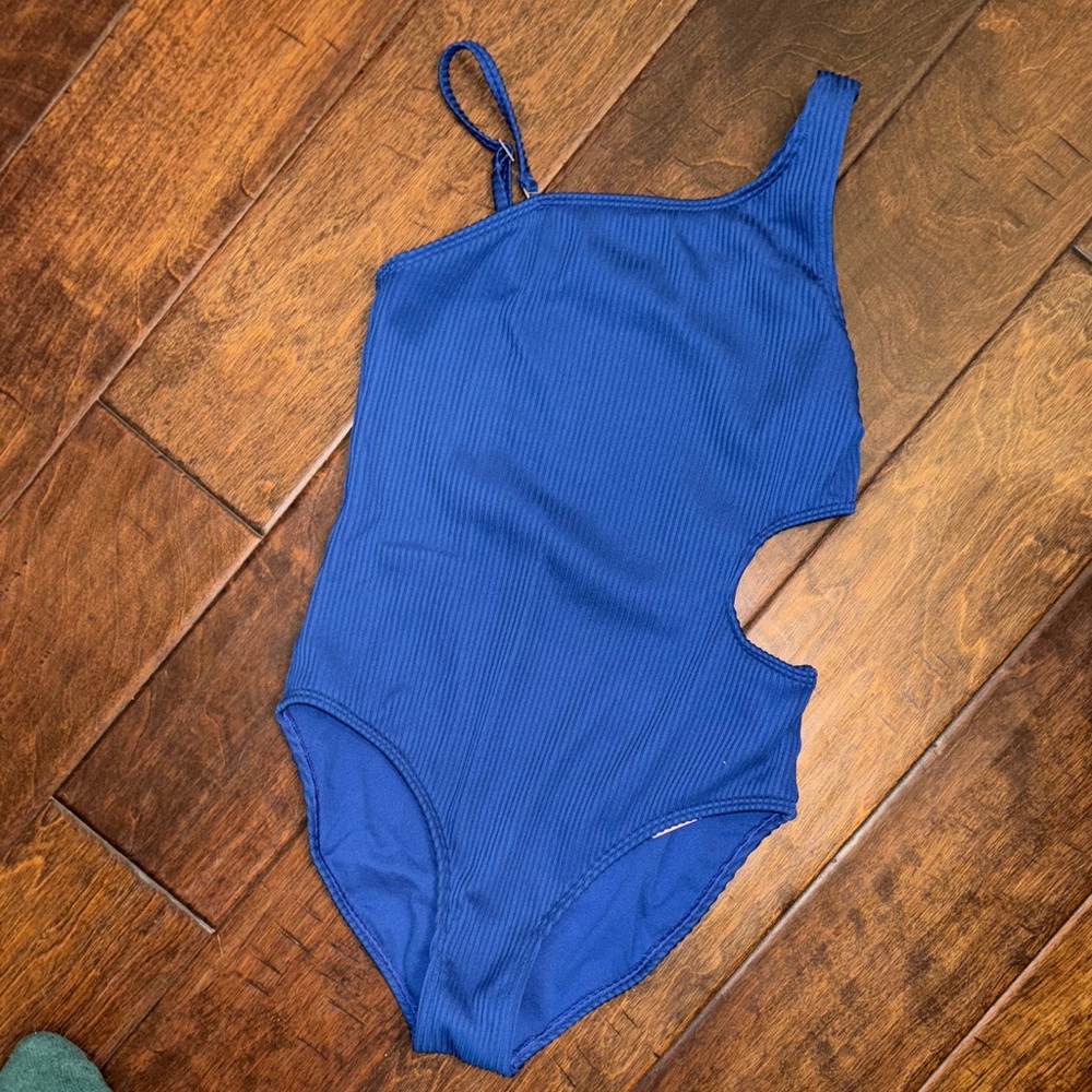 Like New Abercrombie Kids Blue Ribbed cutout Swimsuit